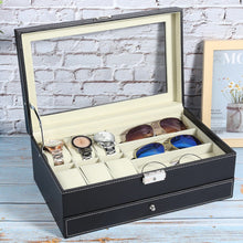 Cargar imagen en el visor de la galería, ESTUCHE LENTES/RELOJES NEGRO BEIGE