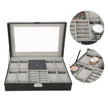 Cargar imagen en el visor de la galería, ESTUCHE JOYERO RELOJERO GRIS CON NEGRO