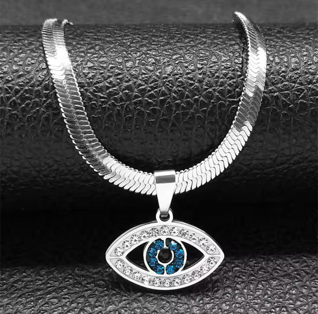 Collar Ojo Turco Magico Plateado