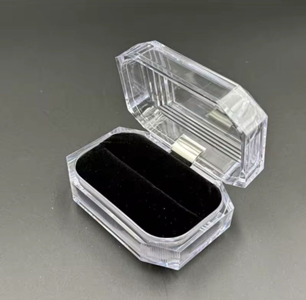 Caja Estuche Acrilico Transparente Para Duo De Anillos