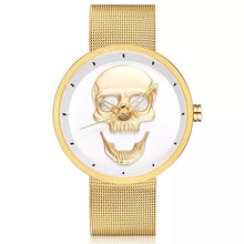 Cargar imagen en el visor de la galería, RELOJ SKULL MALLA DORADO
