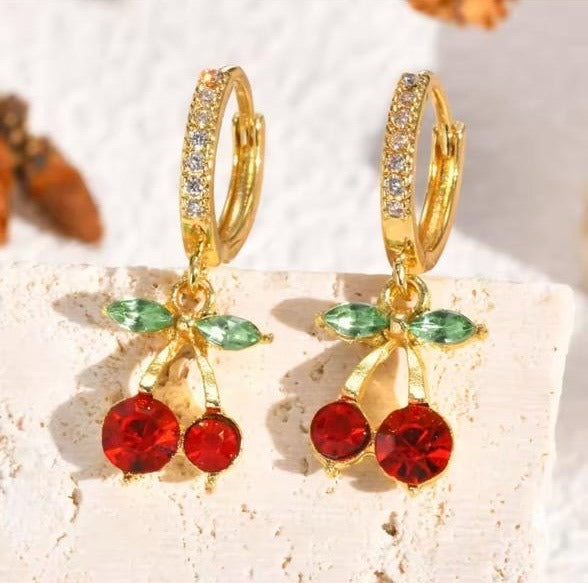 Arete Cherry Hoja Verde