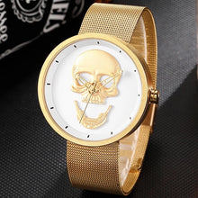 Cargar imagen en el visor de la galería, RELOJ SKULL MALLA DORADO
