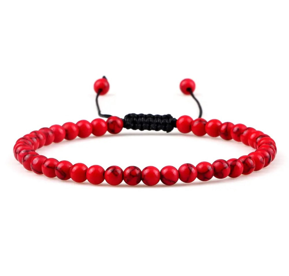 PULSERA PIEDRA ROJA 6MM