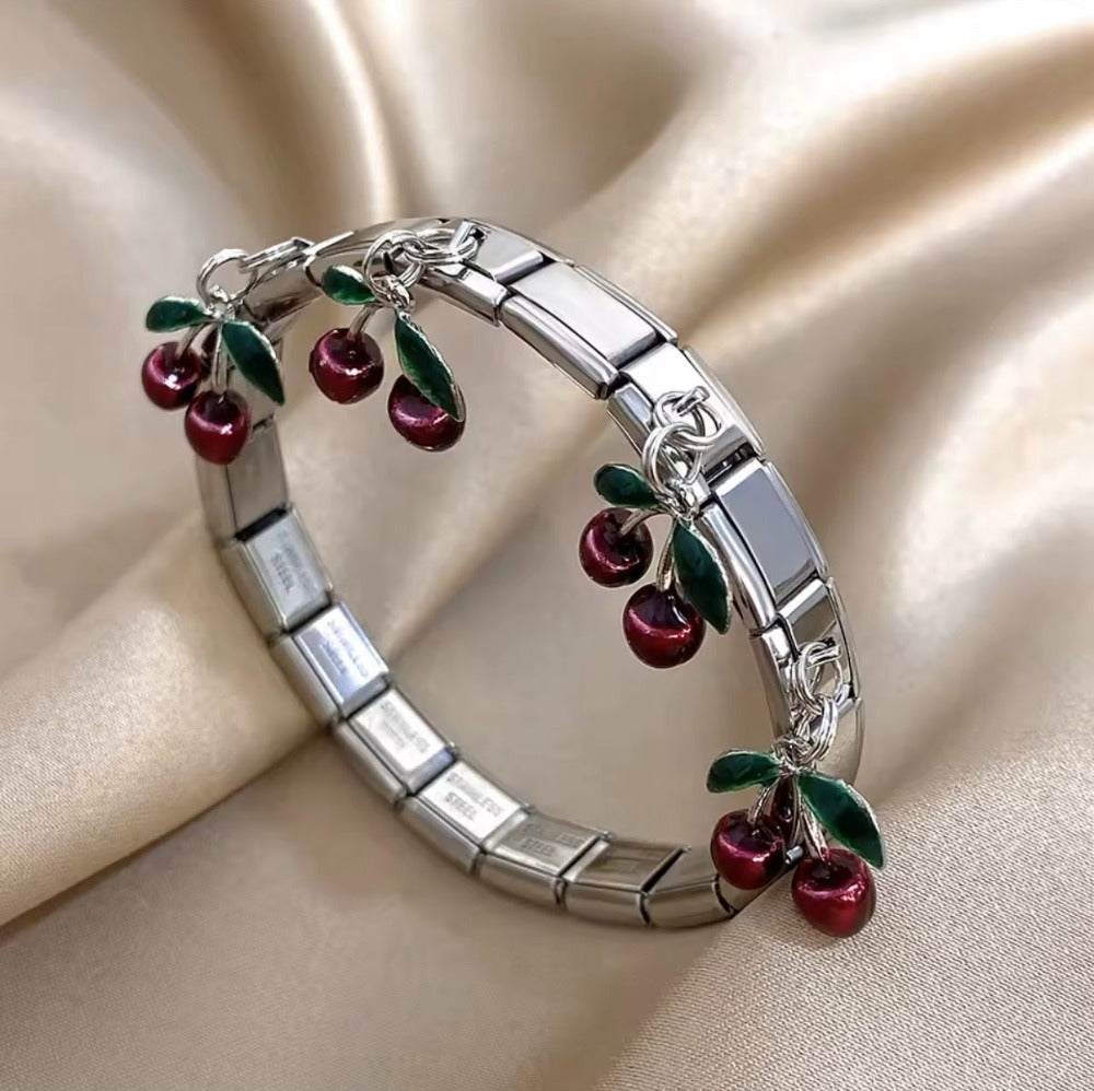 Pulsera Italiana Cherry Plateada