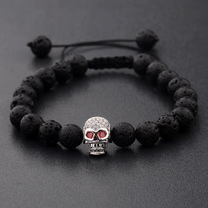 PULSERA SKULL PLATEADA CUERDA