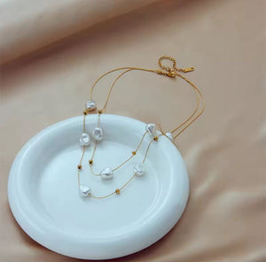 Collar Doble Gemas Blancas