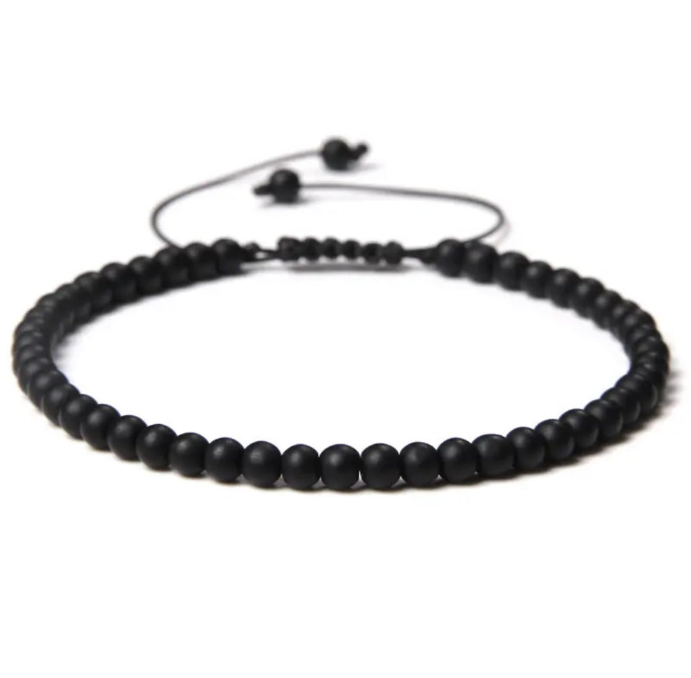 PULSERA PIEDRA NEGRA MATE 4MM