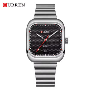 Reloj Curren Quadrum Plateado Fondo Negro