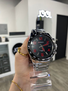 RELOJ CURREN OXY PLATA ROJO