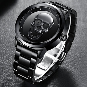 RELOJ SKULL METAL CALAVERA NEGRA 1853