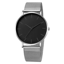 Cargar imagen en el visor de la galería, RELOJ MINIMAL PLATEADO FONDO NEGRO
