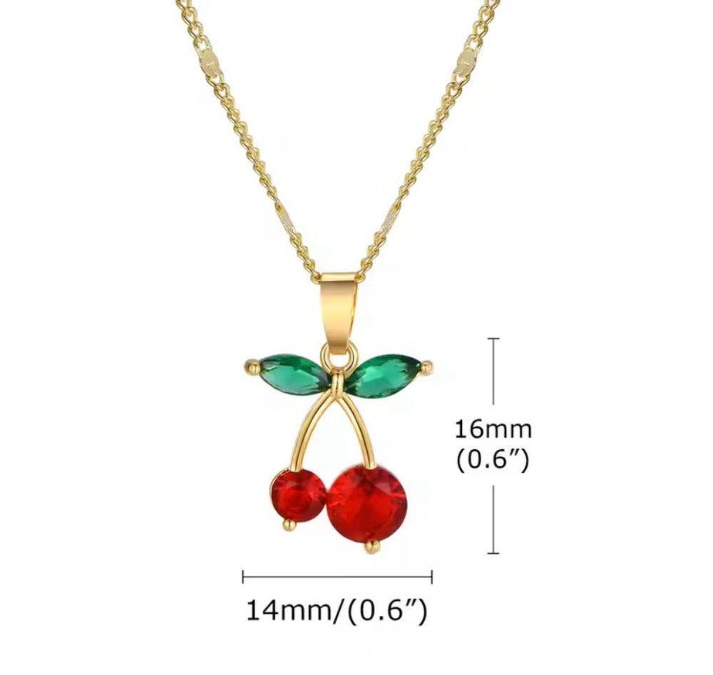 COLLAR CHERRY HOJA VERDE