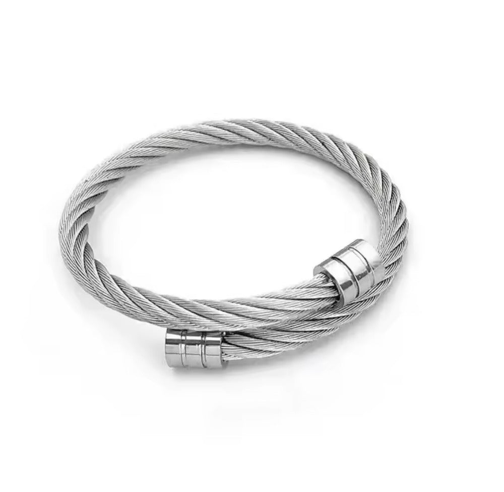Pulsera Alambre de Acero Plateada