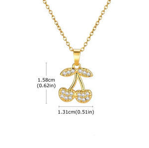 Collar Cherry Dorado Piedras