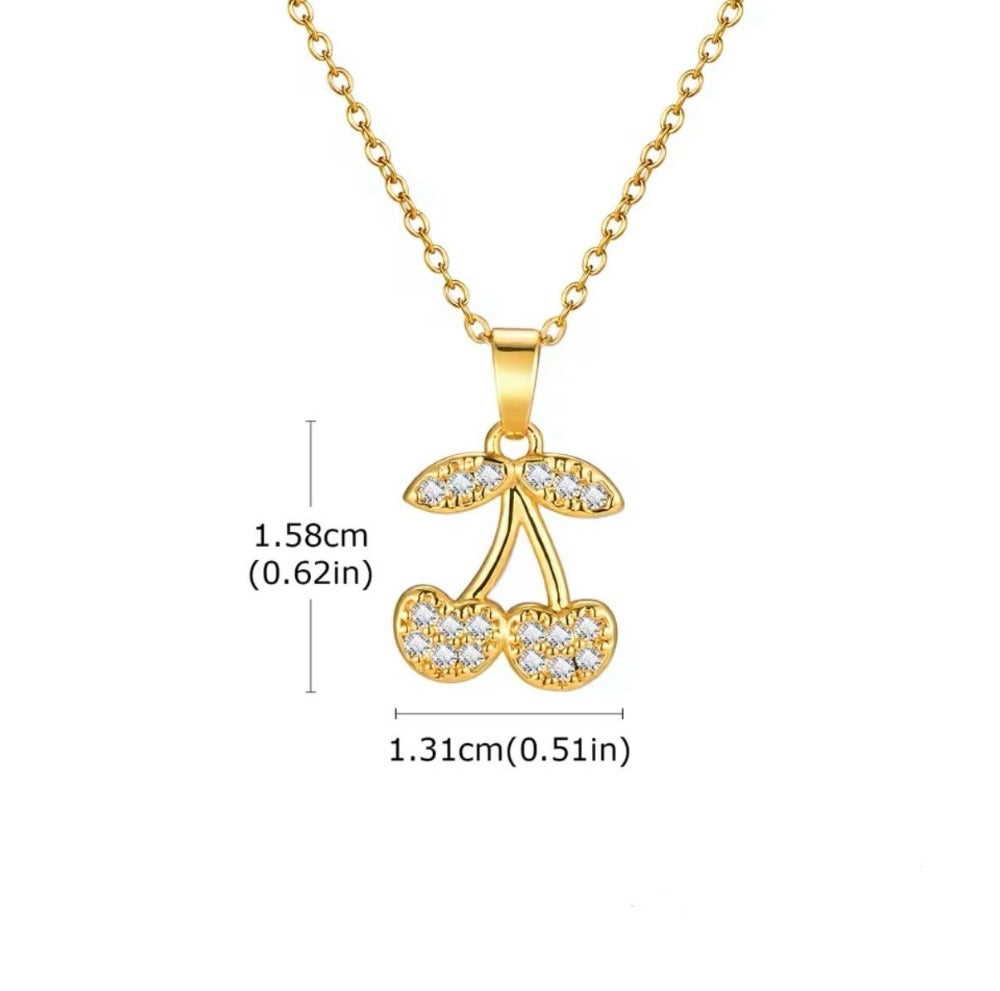 Collar Cherry Dorado Piedras