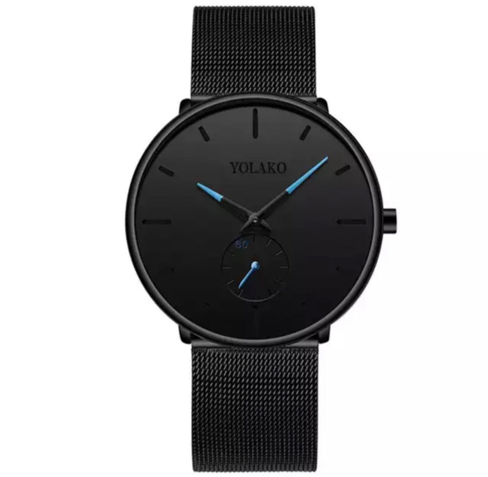 RELOJ YOLAKO MALLA DETALLES AZULES