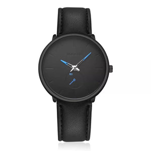 RELOJ YOLAKO PIEL NEGRO DETALLES AZULES