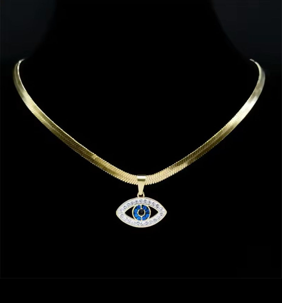 Collar Ojo Turco Luz Dorado