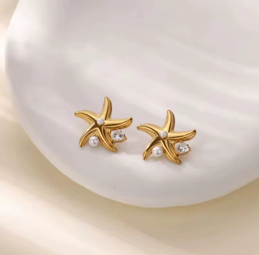 Arete Estrella De Mar Perla Y Corazon