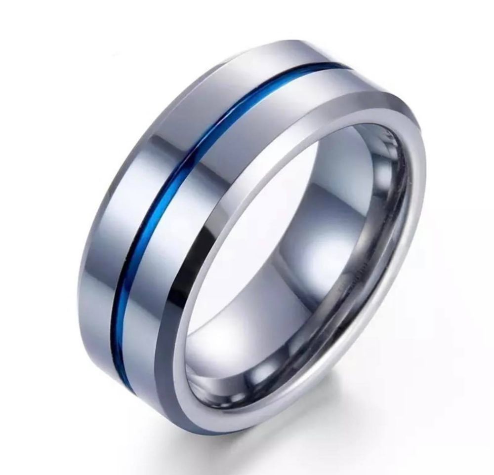 ANILLO LINE PLATA AZUL