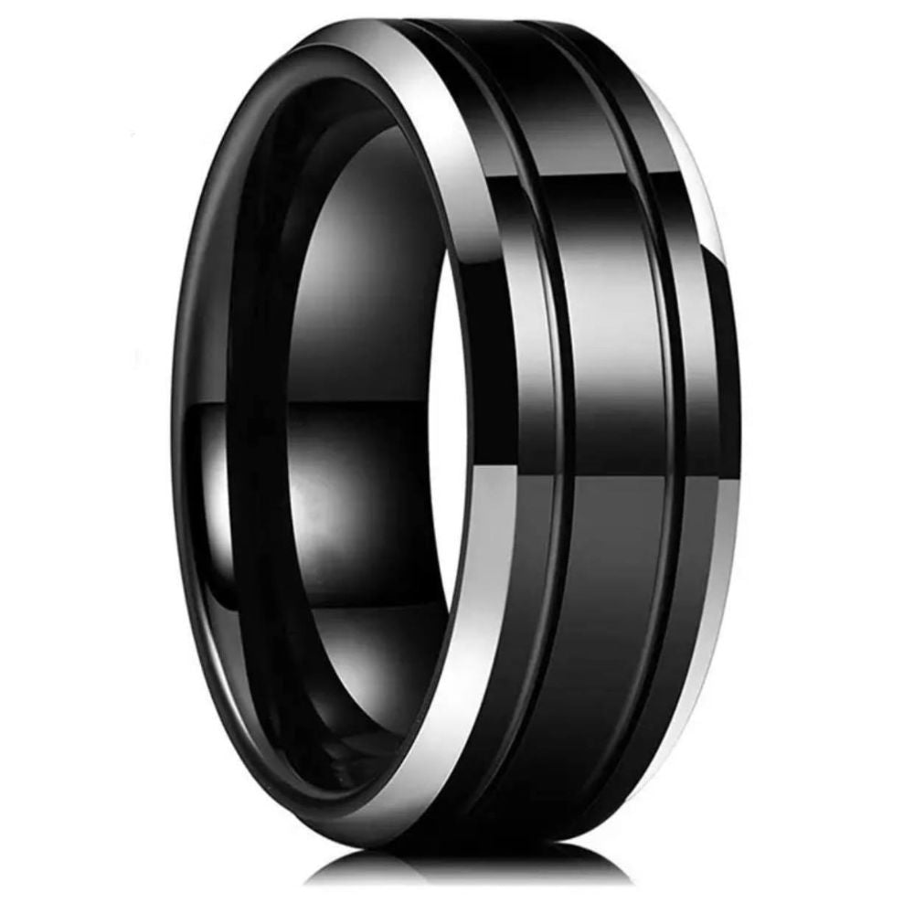 ANILLO DOUBLE LINE NEGRO